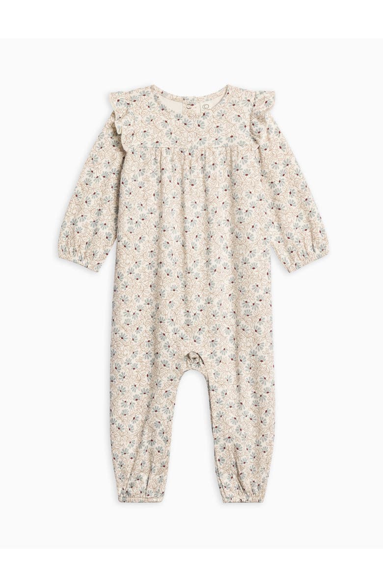 Colored Organics Organic Cotton Jine Ruffle Sleeve Romper, Alternate, color, Pamela Floral / Mist + Navy