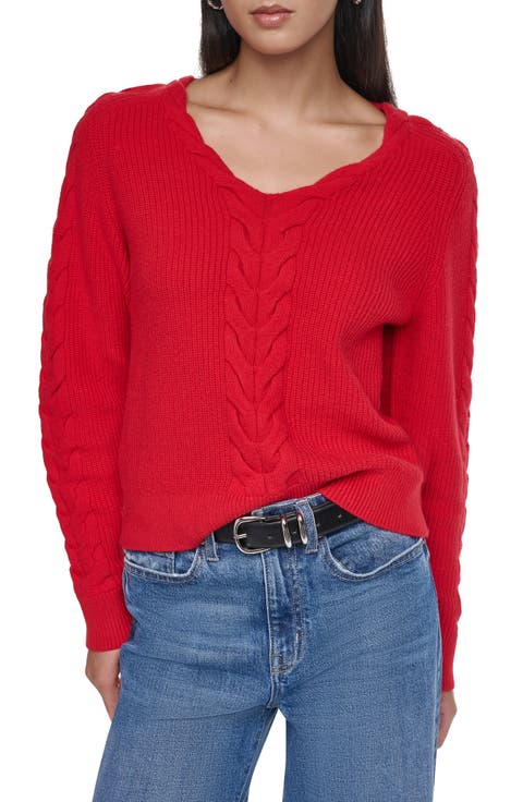 Cable Knit V-Neck Sweater