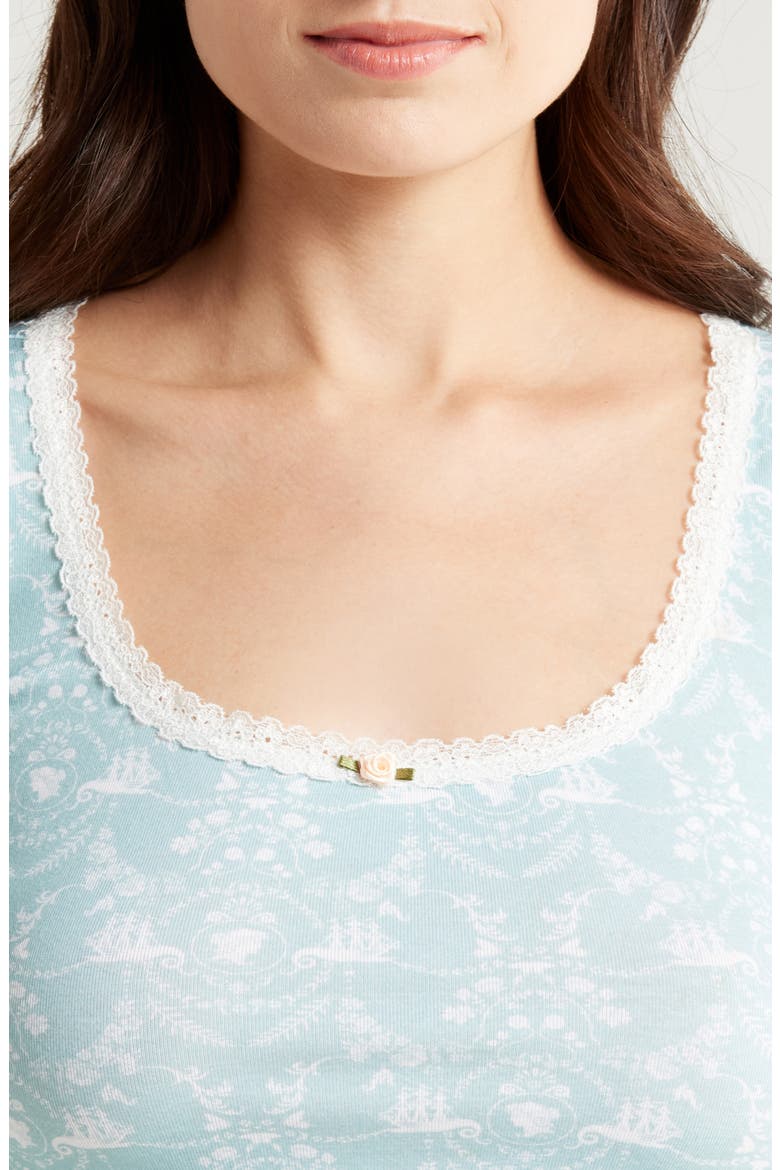 Lace Trim Stretch Modal Crop Top, Alternate, color, LADY OF THE SEA