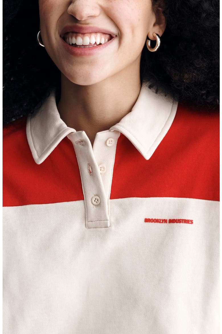 Colorblock Polo Sweatshirt, Alternate, color, GOJI BERRY