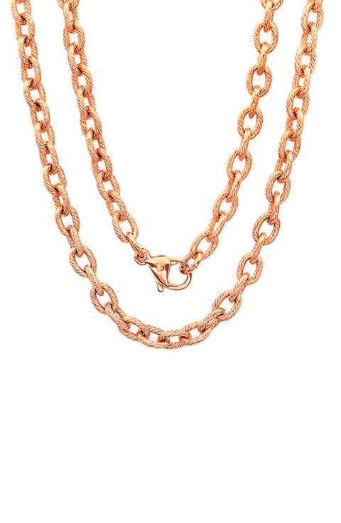 Men's 18k Rose Gold Plated Chain Necklace