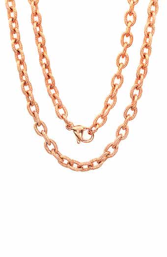 Men's 18k Rose Gold Plated Chain Necklace