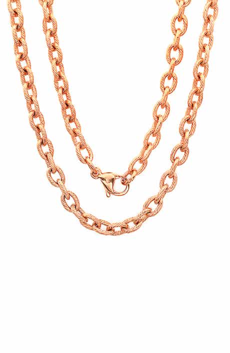 Men's 18k Rose Gold Plated Chain Necklace