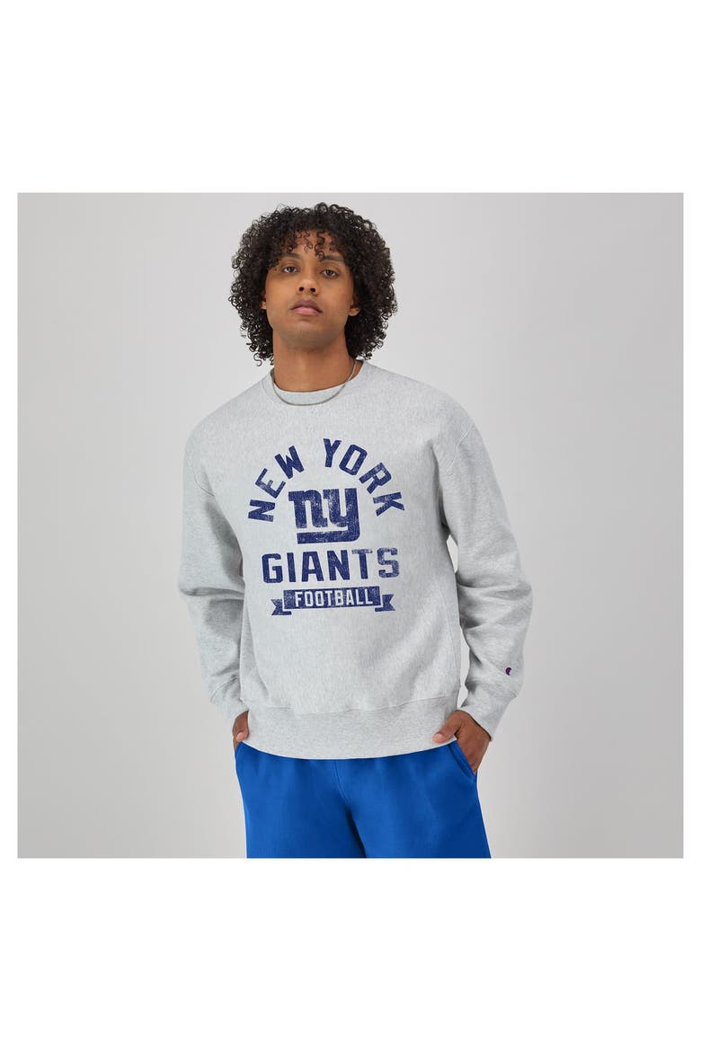 Men's Champion  Heather Gray New York Giants Reverse Weave Fleece Pullover Sweatshirt, Alternate, color, Heather Gray