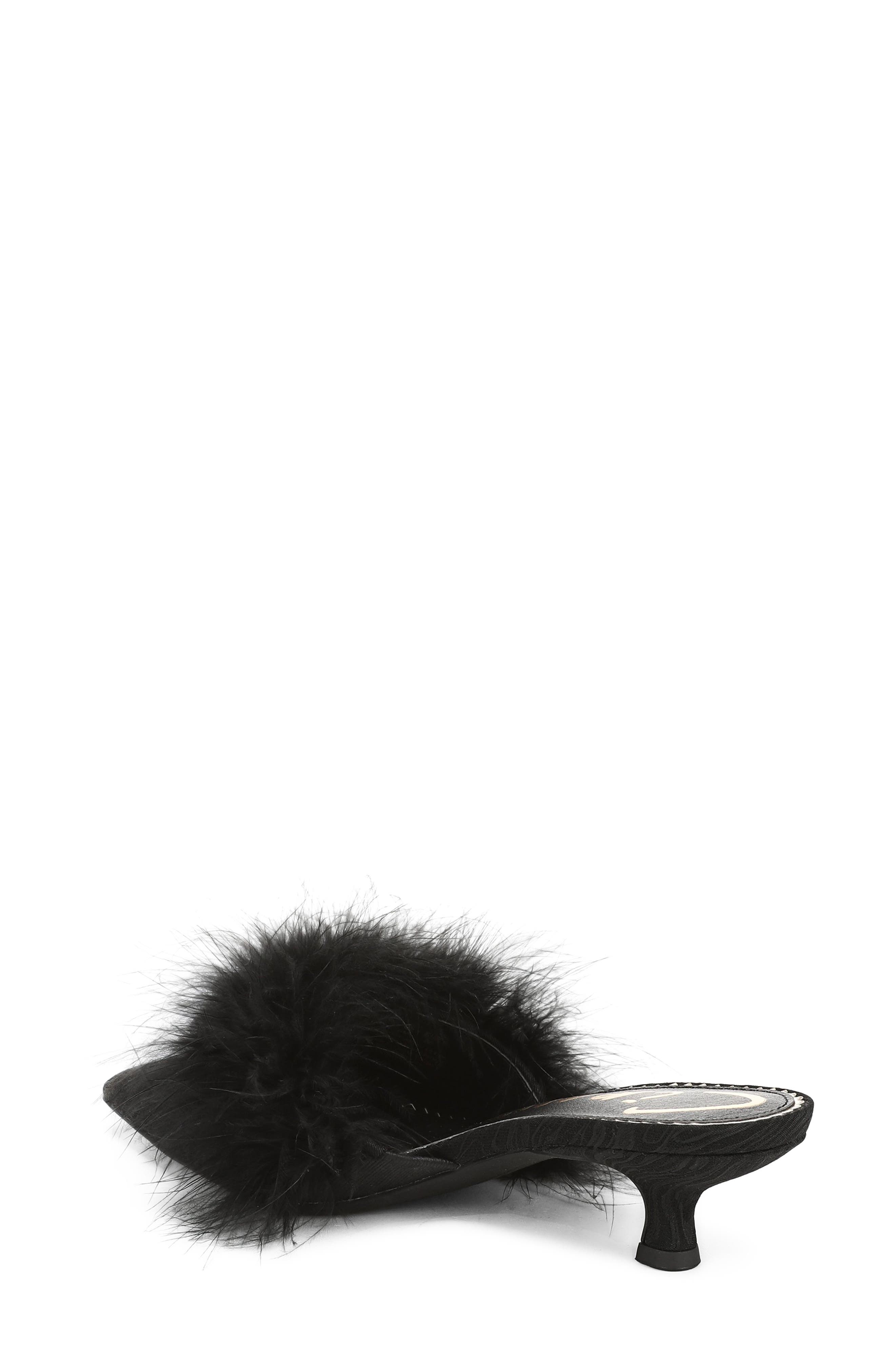 Gemma Fluff Mule, Alternate, color, BLACK