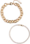 NORDSTROM RACK Oval Link & CZ Tennis Bracelet Set