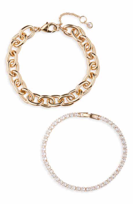 NORDSTROM RACK Oval Link & CZ Tennis Bracelet Set