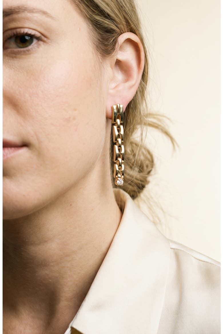 Linear Cubic Zirconia Drop Earrings, Alternate, color, GOLD