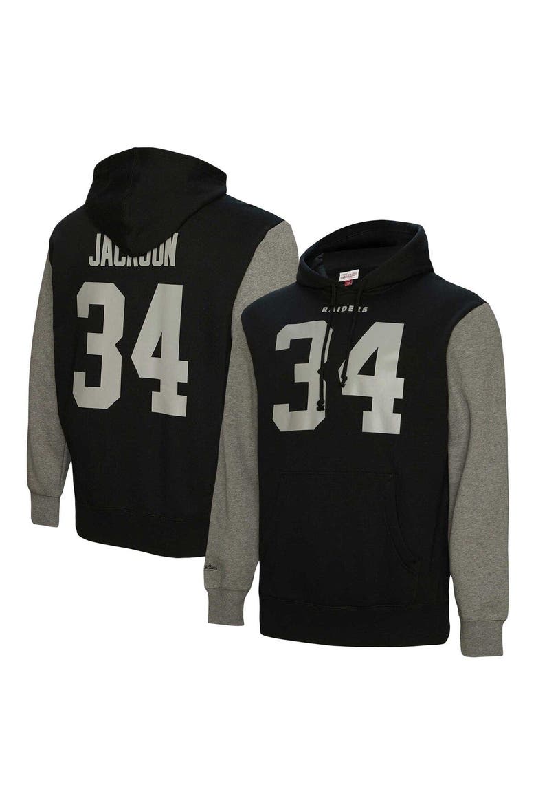 Men's Mitchell & Ness Bo Jackson Black Las Vegas Raiders Retired Player Name & Number Pullover Hoodie, Main, color, Black