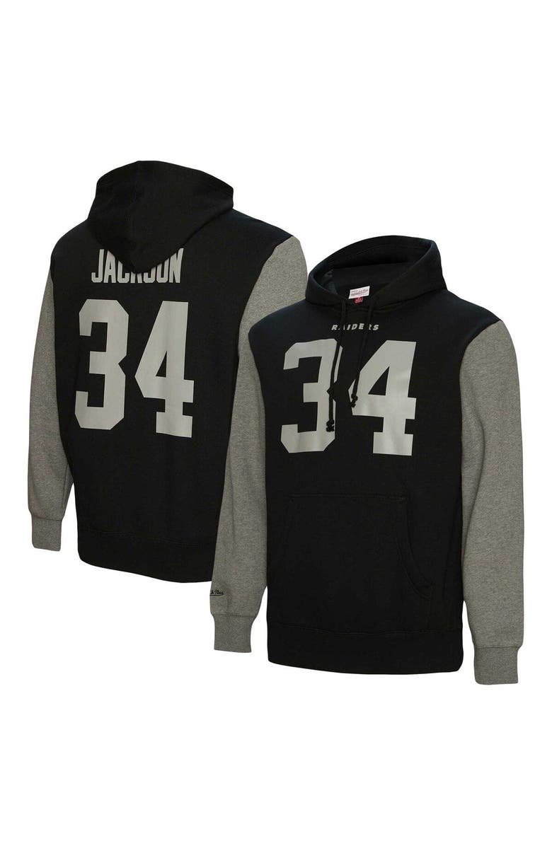 Mitchell & Ness Men's Mitchell & Ness Bo Jackson Black Las Vegas Raiders Retired Player Name & Number Pullover Hoodie, Main, color, Black
