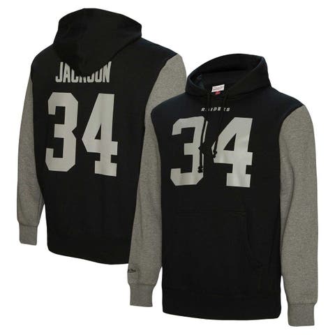 Men's Mitchell & Ness Bo Jackson Black Las Vegas Raiders Retired Player Name & Number Pullover Hoodie
