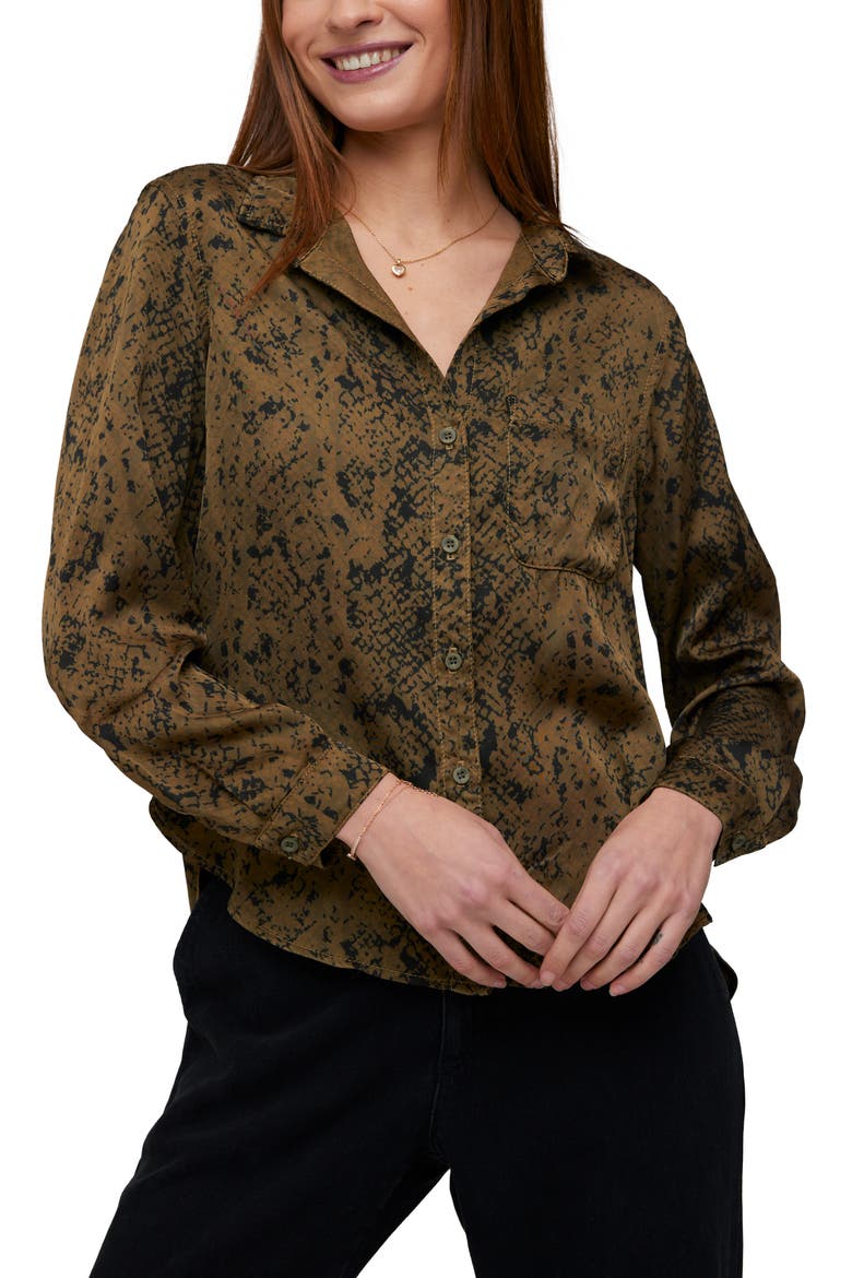 Snakeskin Print Shirt, Alternate, color, OLIVE SNAKE PRINT