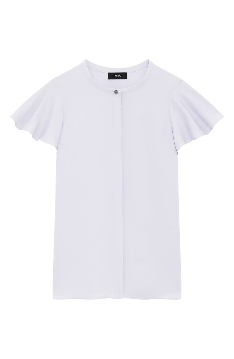Theory Tp Mod Flounce Sleeve Silk Blouse, Alternate, color, Pearl Blue