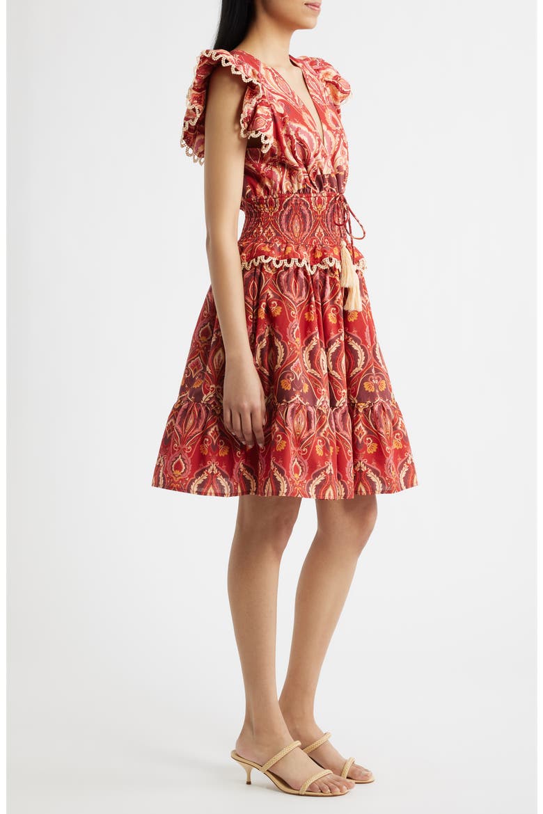 Smocked Waist Ruffle Dress, Alternate, color, RED MULTI