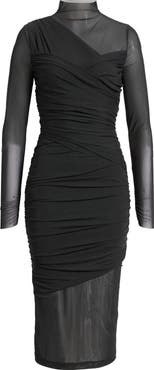 BOSS Etulia Ruched Long Sleeve Dress