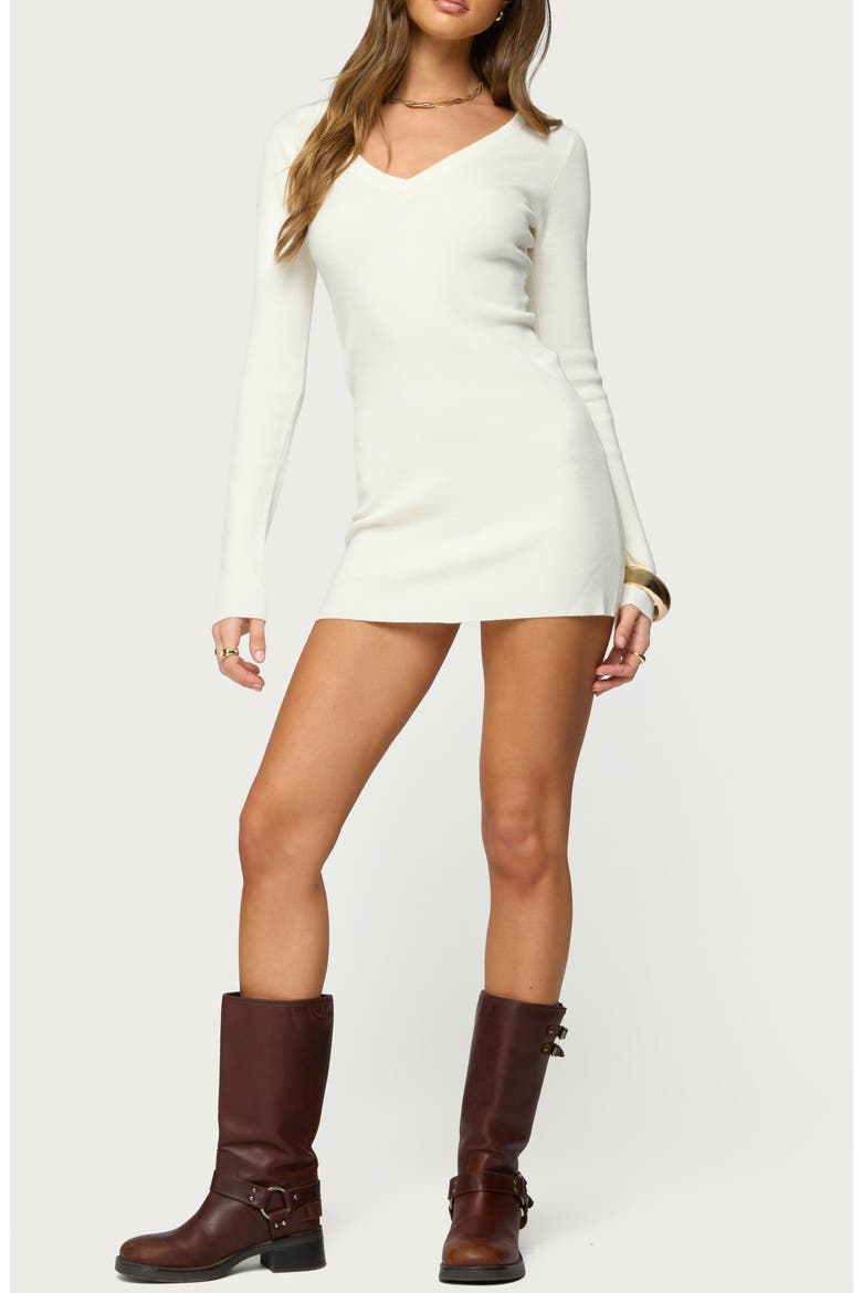 Kaitlyn Long Sleeve Sweater Minidress, Main, color, WHITE