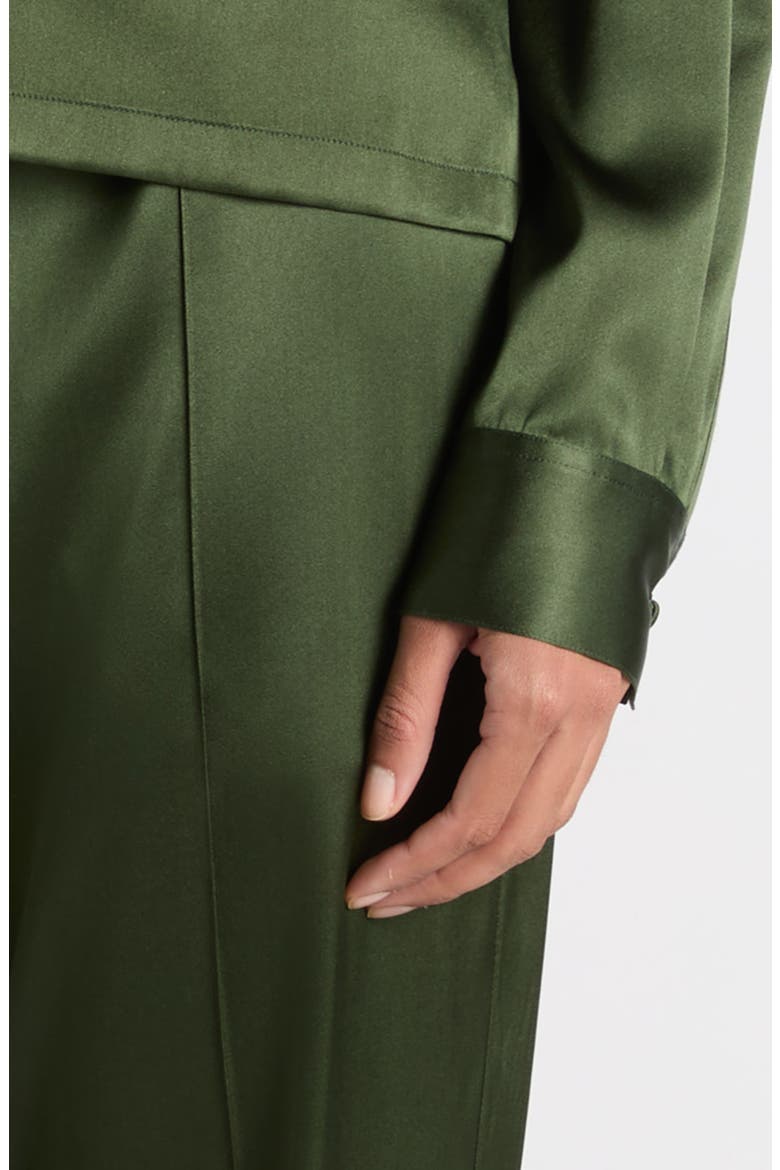 Stretch Silk Satin PJ Pants, Alternate, color, MOSS GREEN