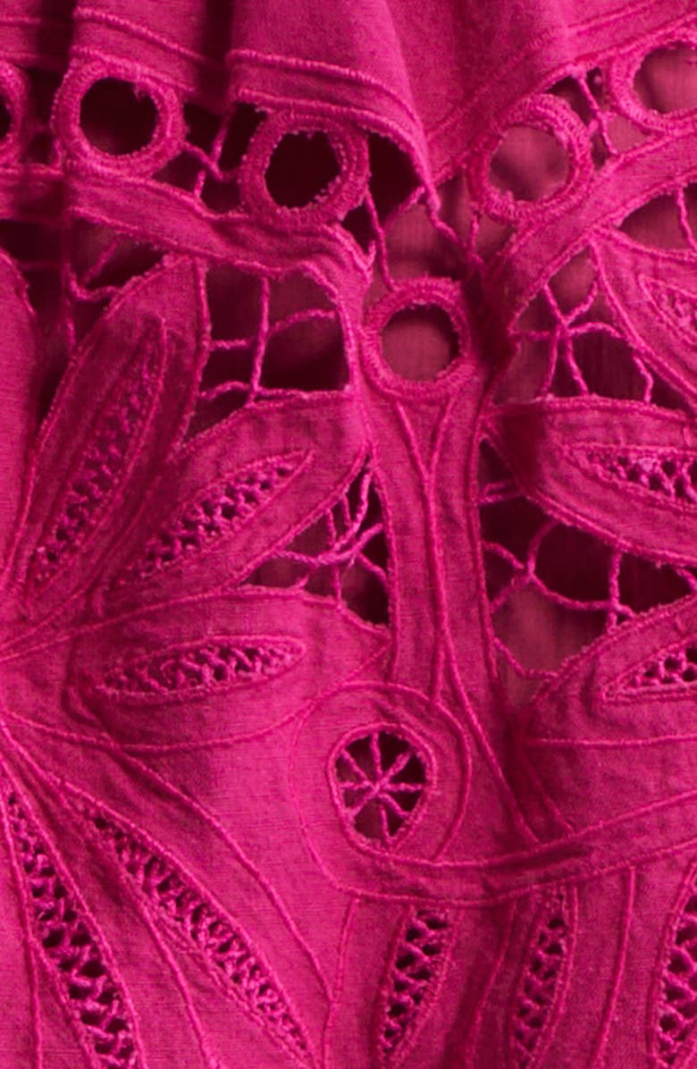 FARM Rio Daisy Guipure Lace cotton & Linen Tiered Skirt, Alternate, color,