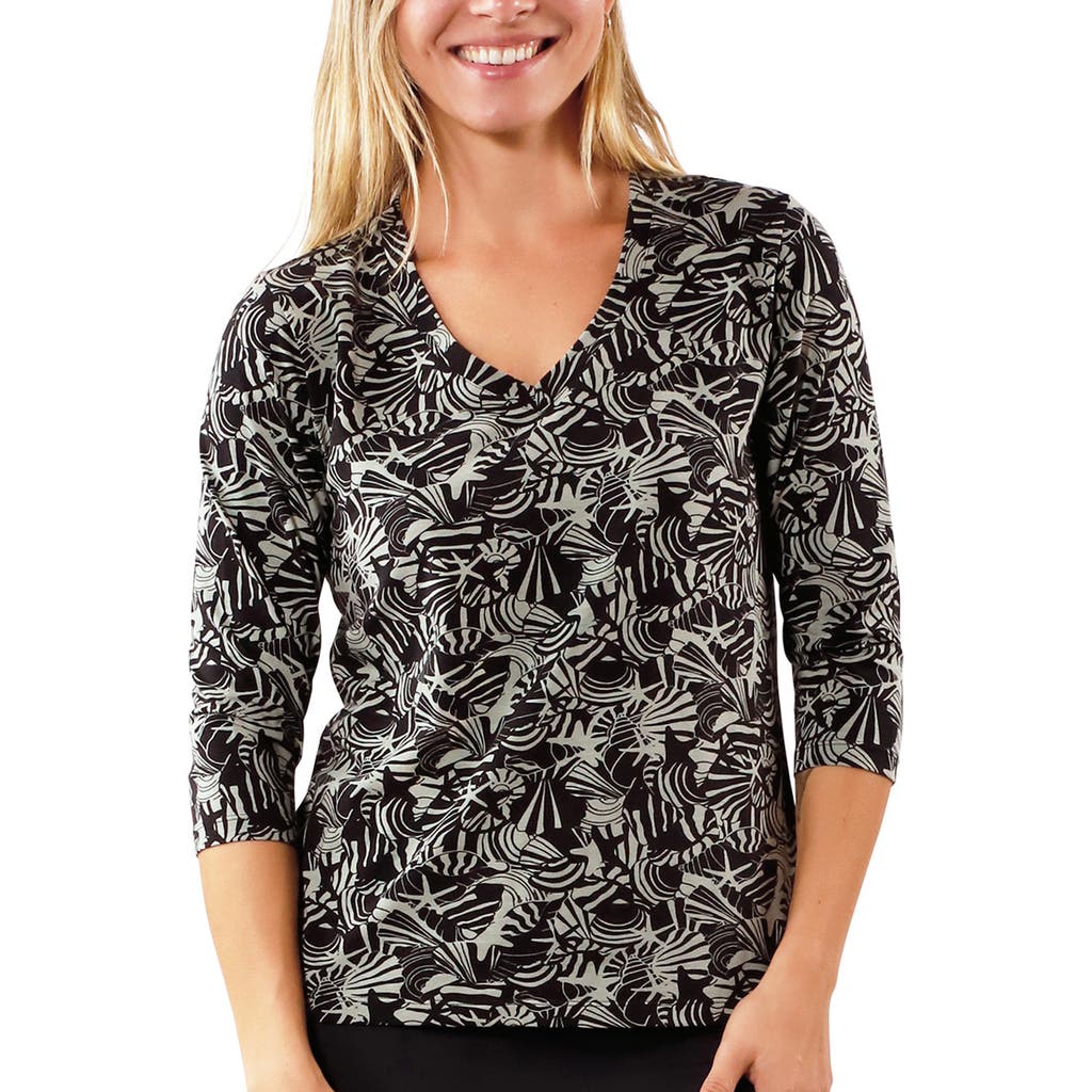 Uv Skinz 3/4 Sleeve V-neck R&r Tee In Shadow Shells