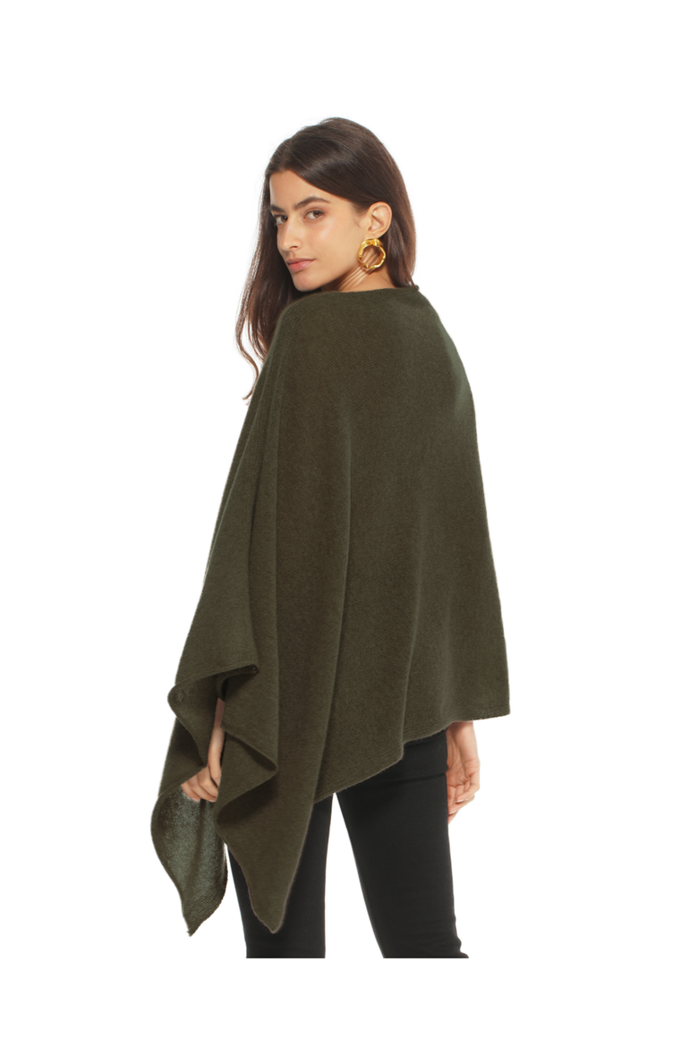 Pure Cashmere Textured Knit Poncho, Alternate, color, Olive Green