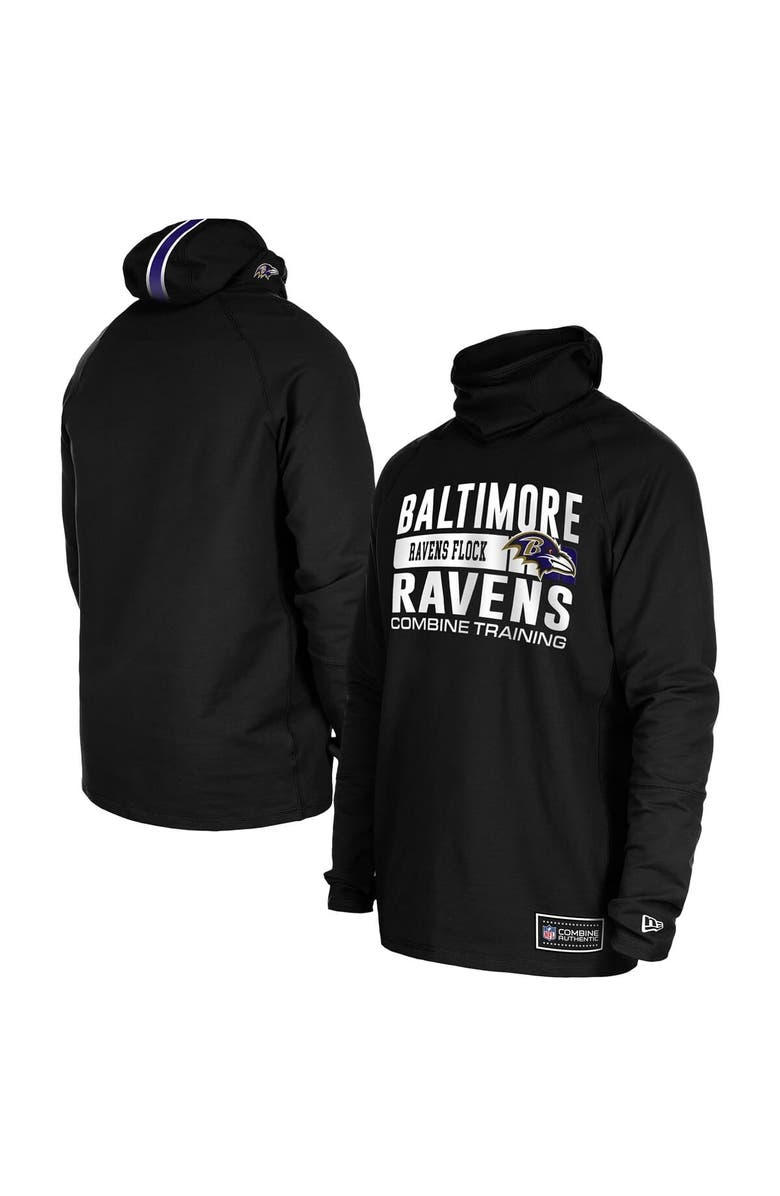 New Era Men's New Era Black Baltimore Ravens Functional Fandom Balaclava Helmet Stripe Tri-Blend Hoodie, Main, color, Black