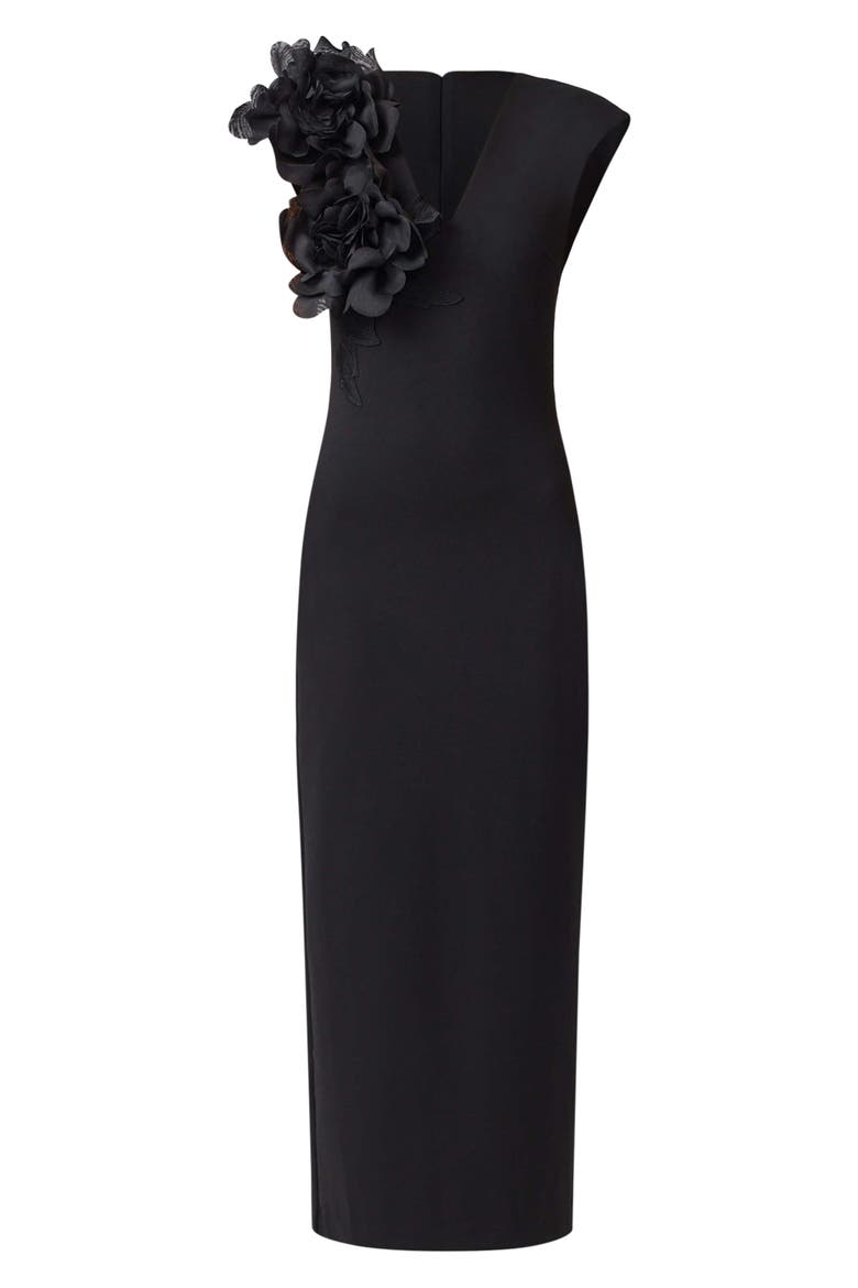 Zahara Floral Sleeveless Gown, Alternate, color, BLACK/ BLACK