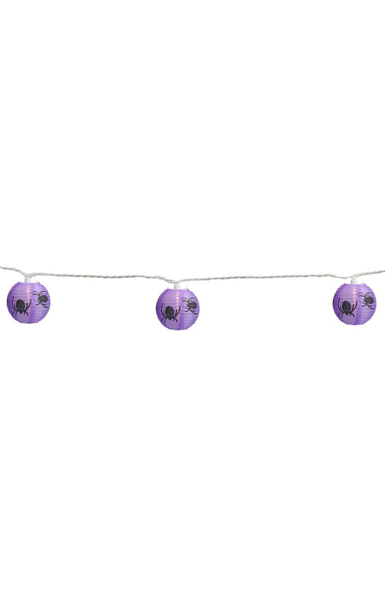 Northlight 10ct Spider Paper Lantern Halloween Lights - Purple - Clear Lights - 8.5' White Wire, Alternate, color, 