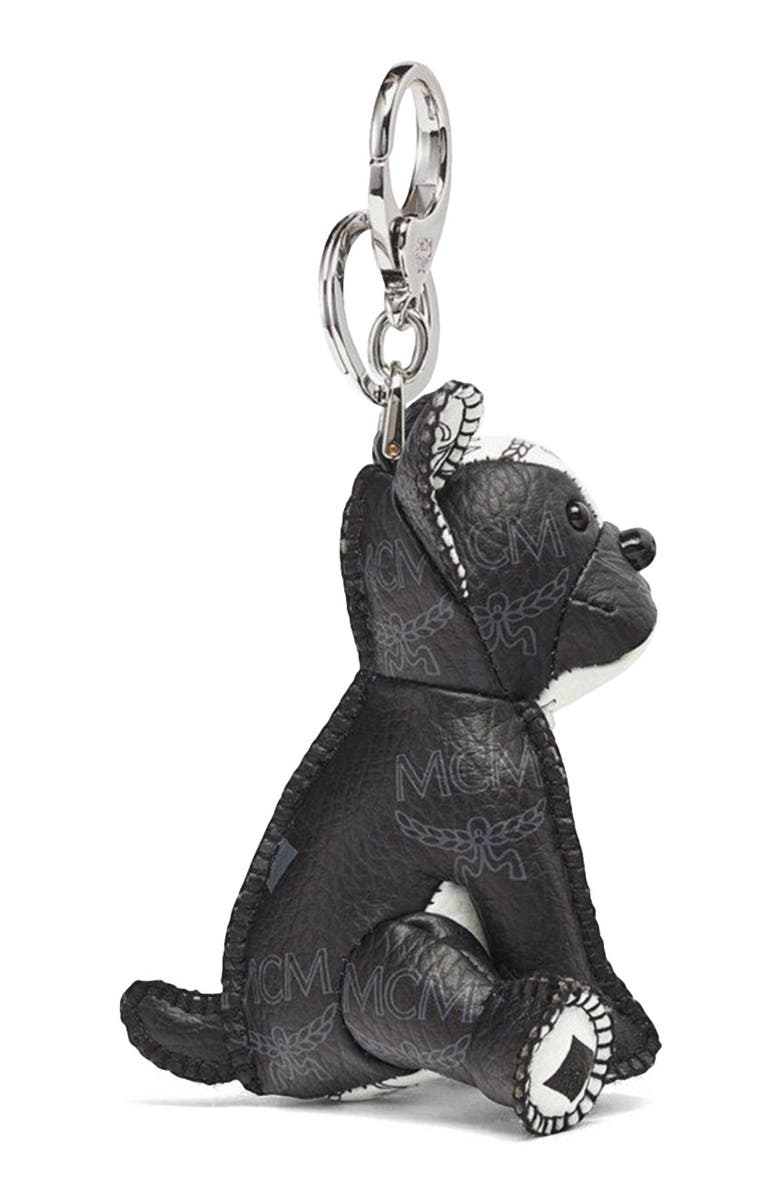 MCM Aren French Bulldog Charm in Visetos, Alternate, color, 