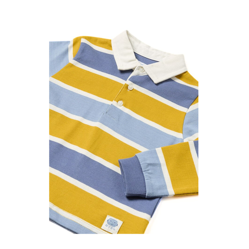 Mayoral Pollen Long Sleeve Stripe Polo In Yellow