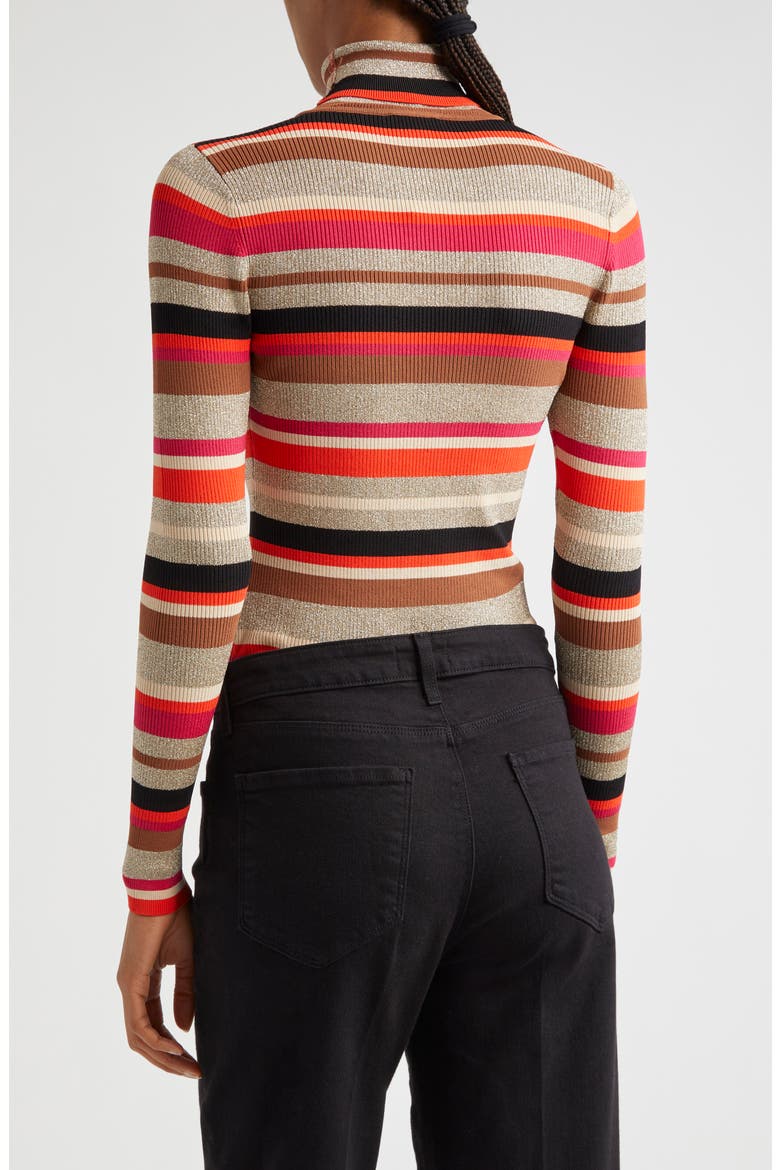 Olene Metallic Stripe Turtleneck Top, Alternate, color, ORANGEPIN