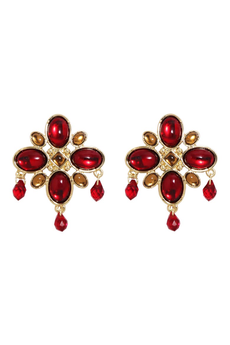 Ember Drop Stud Earrings, Main, color, GOLD/ RED