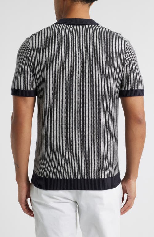Rails Royce Stripe Knit Polo In Navy Grey