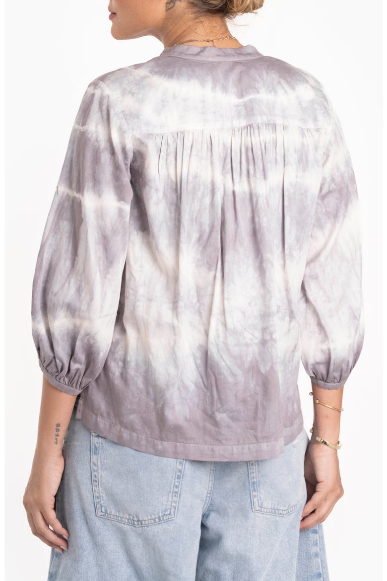 Tie Dye Cotton Poplin Peasant Top, Alternate, color, Grey Tie Dye