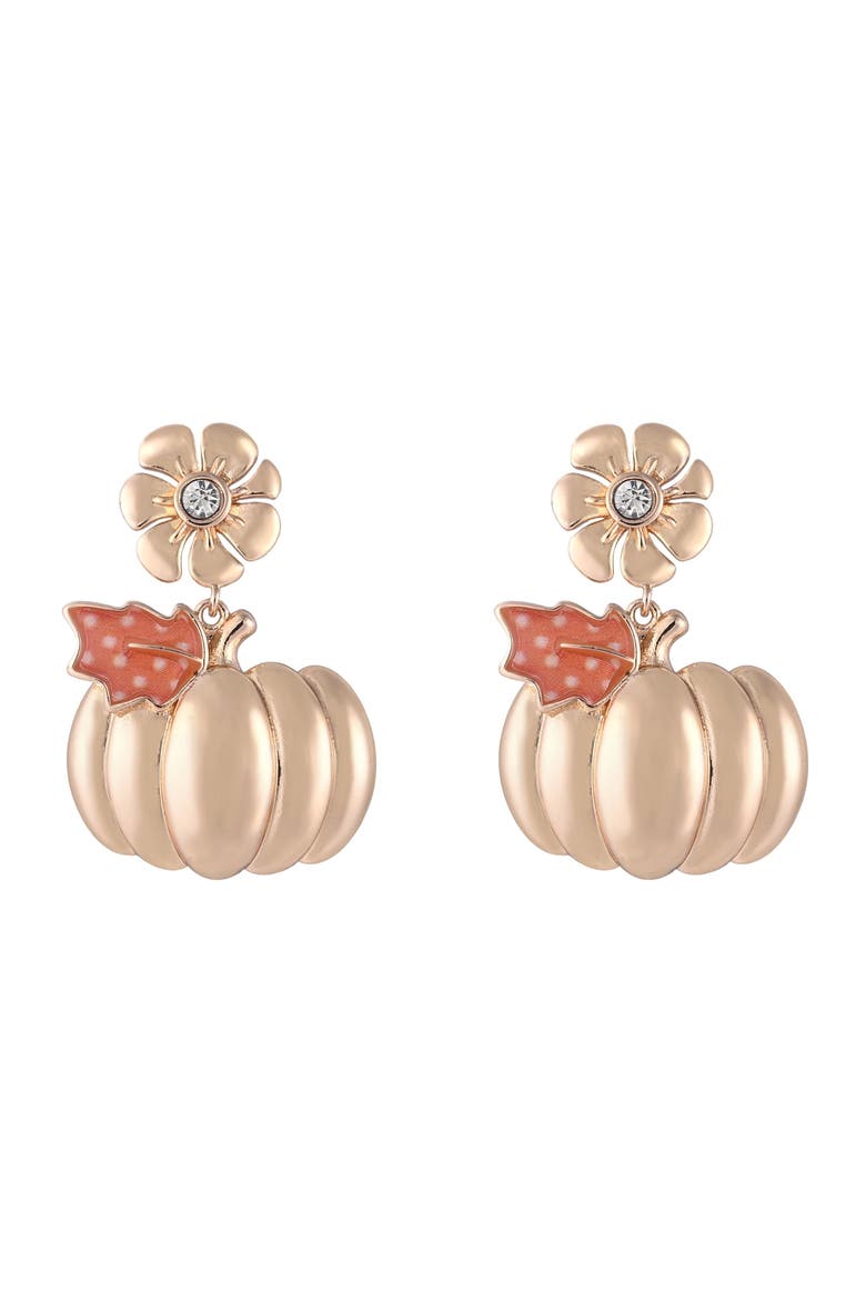 Gold Pumpkin Drop Earrings, Alternate, color, Gold