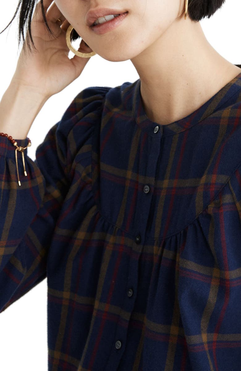 Madewell Kingham Plaid Flannel Balloon Sleeve Top, Alternate, color, 