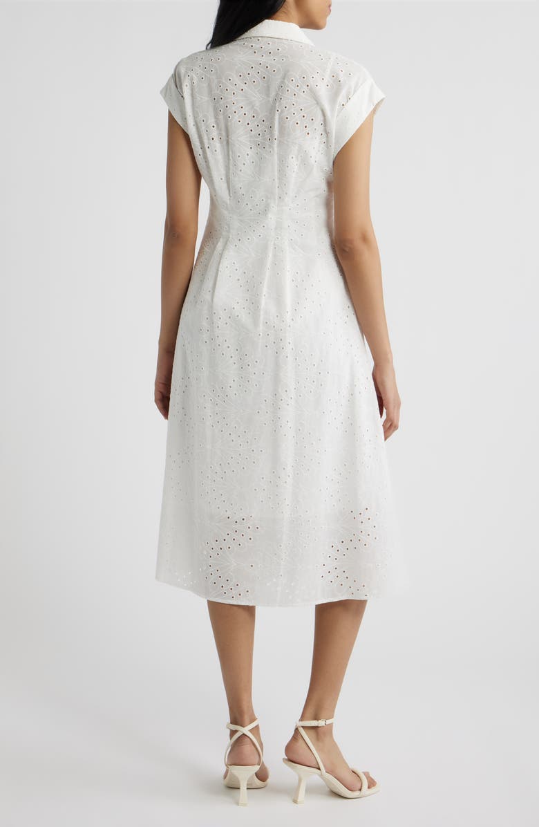 Julia Jordan Cotton Broderie Anglaise Shirtdress, Alternate, color, White