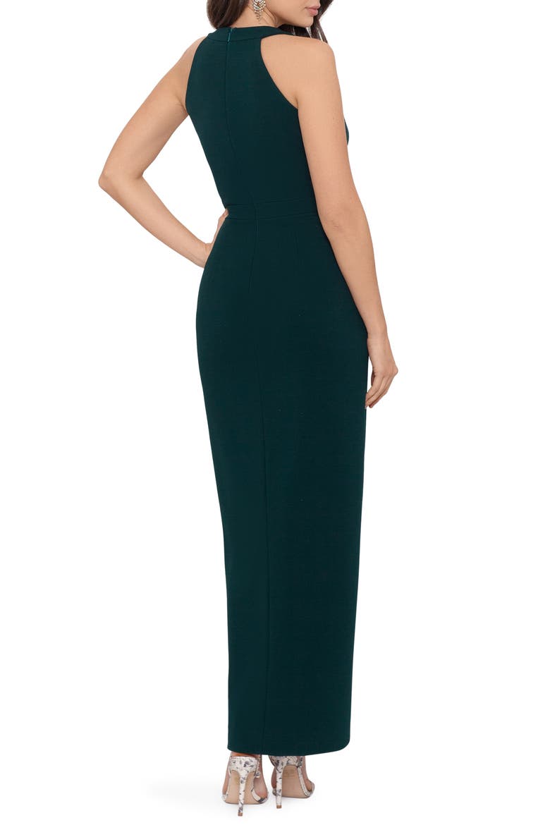 Xscape Tulip Hem Sleeveless Crepe Gown, Alternate, color, PINE