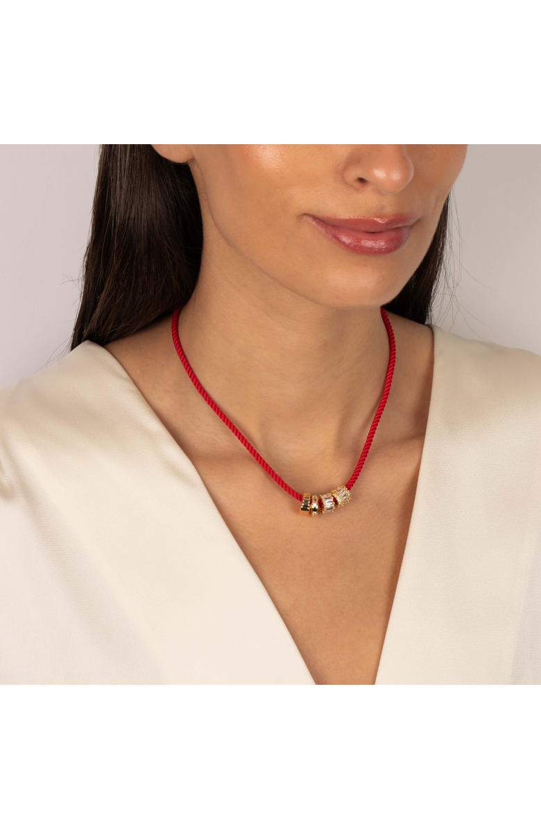 BY ADINA EDEN Red Cord Multi Rondelle Charms Necklace, Alternate, color, Gold
