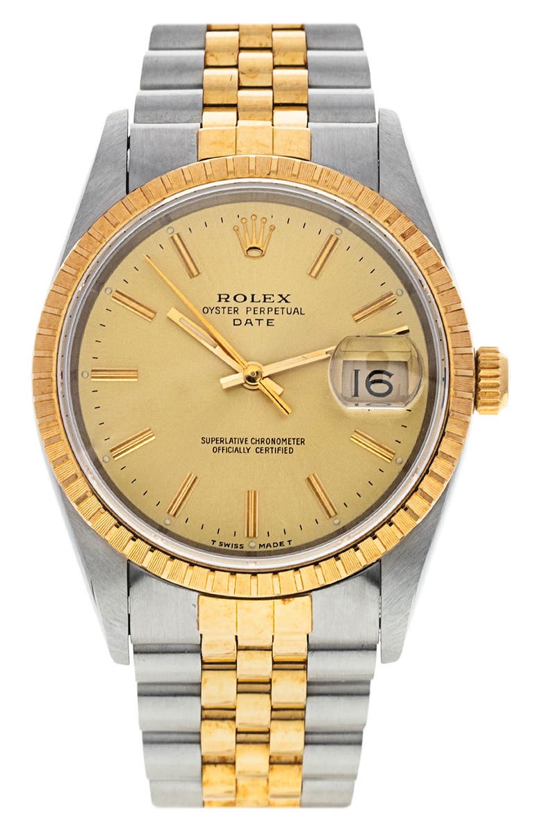 Watchfinder & Co. Rolex Preowned Oyster Perpetual Date Bracelet Watch, 34mm, Main, color,