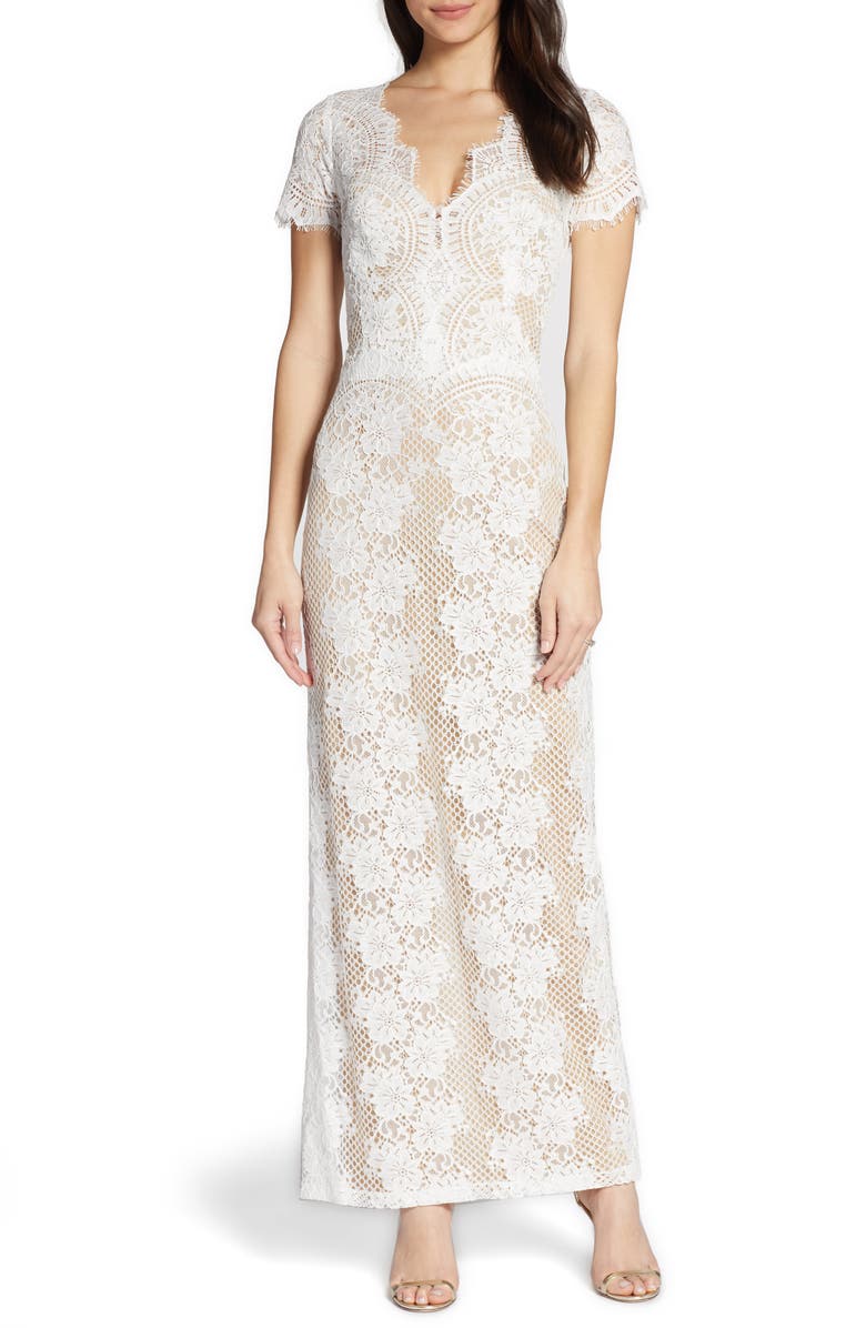 By Watters Back Cutout Lace Sheath Wedding Dress, Main, color,