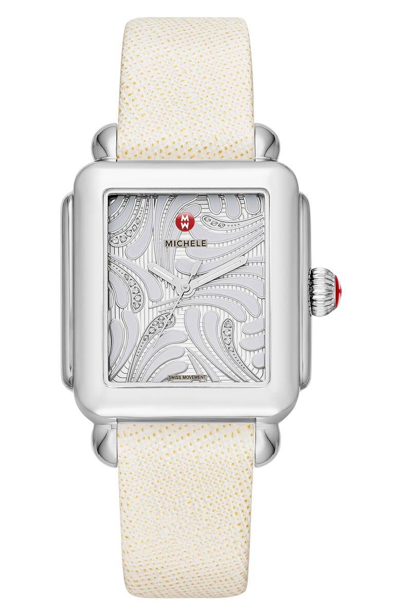 MICHELE Deco Diamond Diamond Dial Watch Head, 33mm x 35mm, Alternate, color,