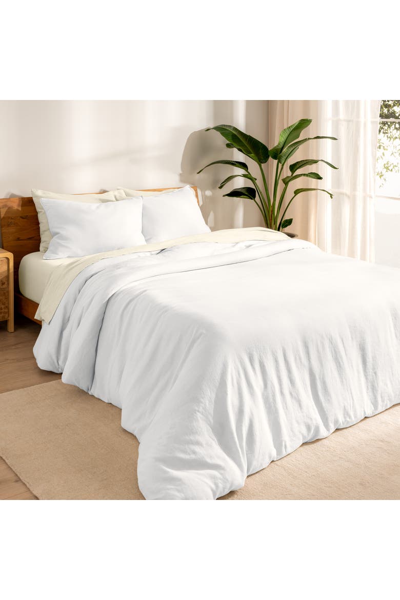 100% European Linen Duvet Cover and Sham Set, Alternate, color, White