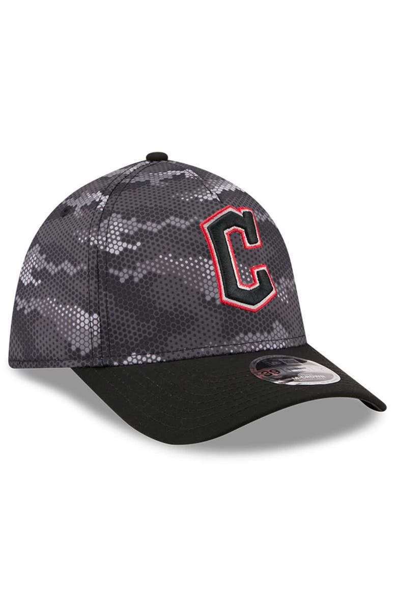 New Era Men's New Era Black Cleveland Guardians Camo 39THIRTY A-Frame Flex Hat, Alternate, color, Black