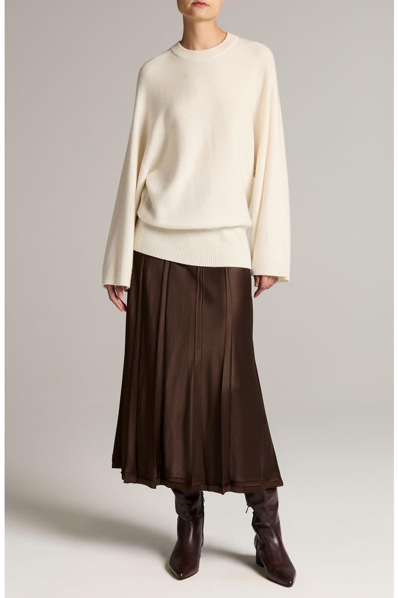 Wide Sleeve Wool & Cashmere Crewneck Sweater, Alternate, color, OFF WHITE