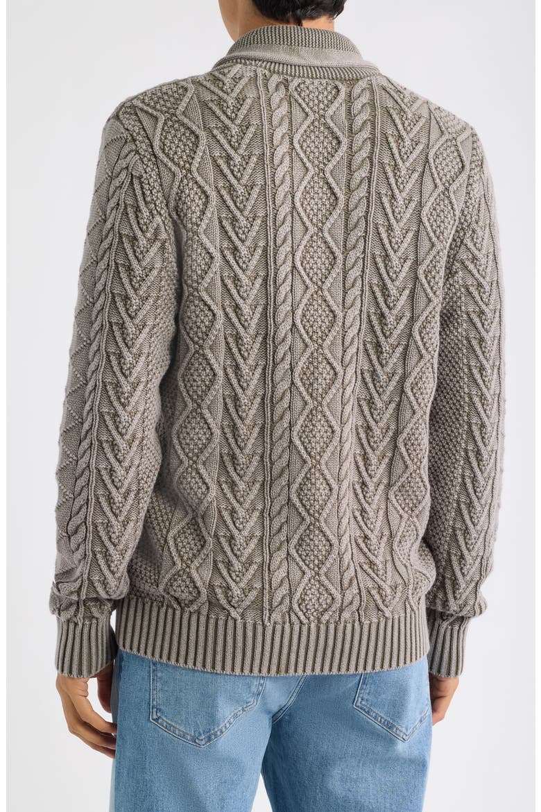 Shawl Collar Cable Knit Cardigan, Alternate, color, OLIVE