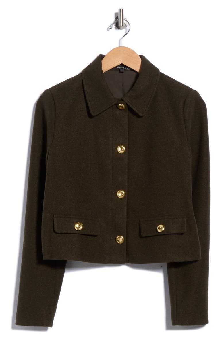 Matte Bouclé Cropped Jacket, Main, color, OLIVE