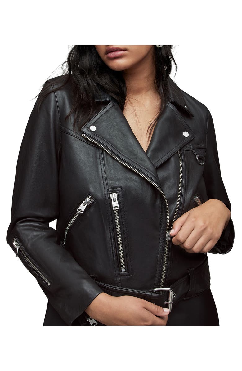 AllSaints Gidley Leather Biker Jacket, Alternate, color,