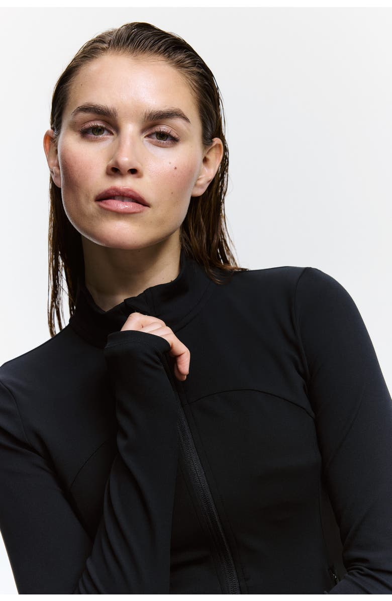 H&M Zip-through Sports Jacket With Softmove, Alternate, color, Black