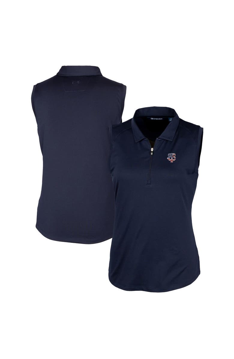 Cutter & Buck Women's Cutter & Buck Navy Minnesota Twins Americana Logo DryTec Forge Stretch Sleeveless Polo, Main, color, 
