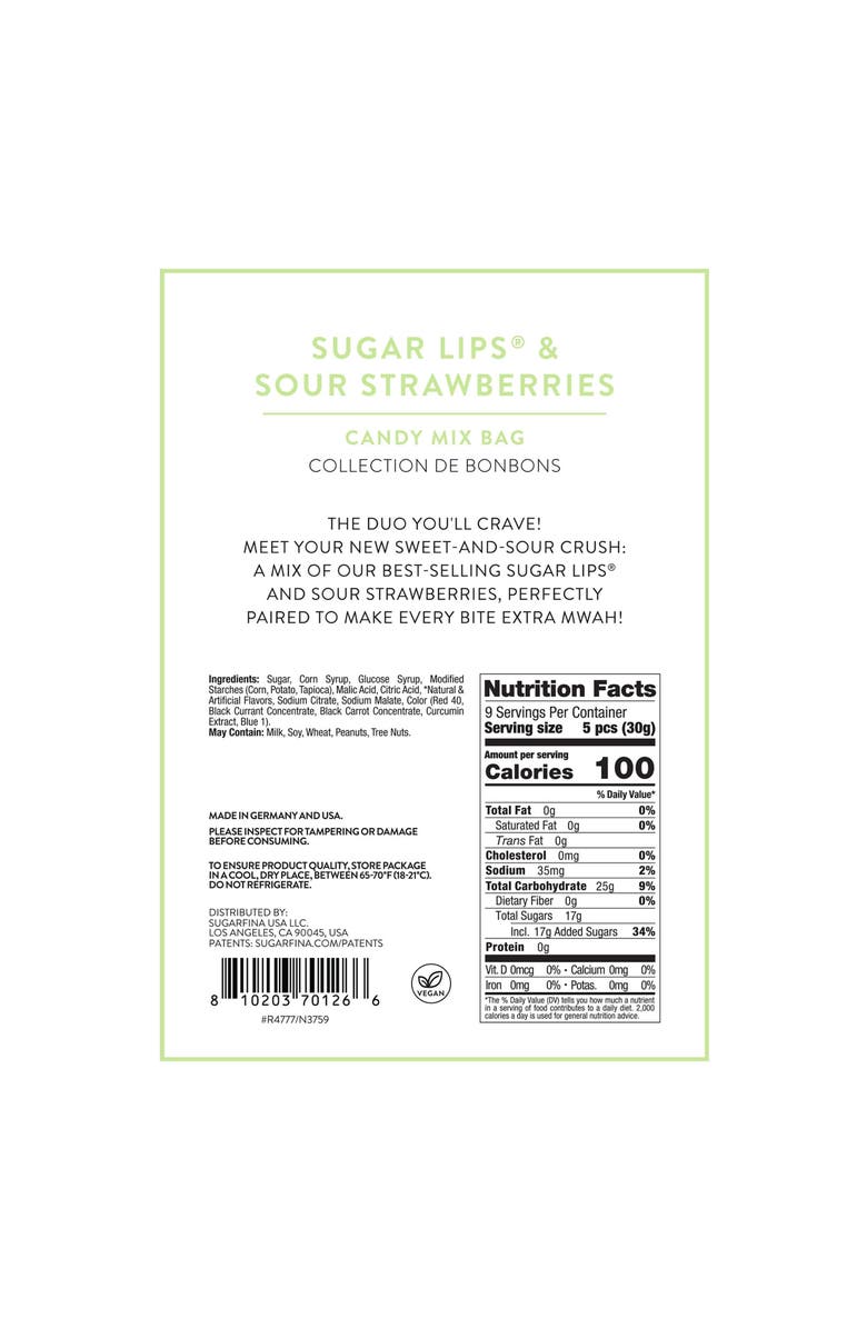 sugarfina Sugar Lips<sup>®</sup> & Sour Strawberries Set of 2 Mixed Candy Bags, Alternate, color,